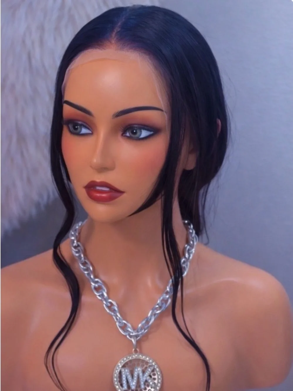 Black Straight Lace Front Wig - Sleek Natural Finish